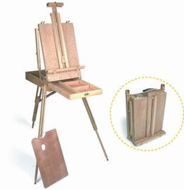 Support en bois d'art de chevalet de peinture, chevalet français de boîte de croquis avec le plateau d'aluminium de ceinture de palette