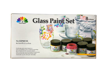 La peinture non-toxique d'art colore 8 couleurs 8X15ml 20 rapides légères de peinture de PCs réglés en verre